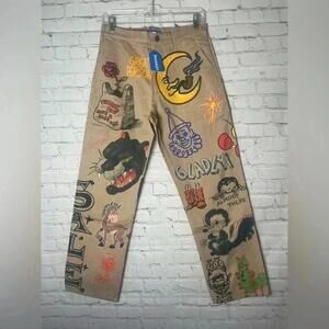 MARKET ALMOST THERE ALLOVER PRINT PANTS Straight Leg Khaki Mens Size 28 NWT